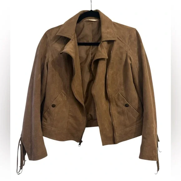 🤩 SALE HOLLISTER Women's Fringe Suede Leather Jacket - Picture 1 of 3